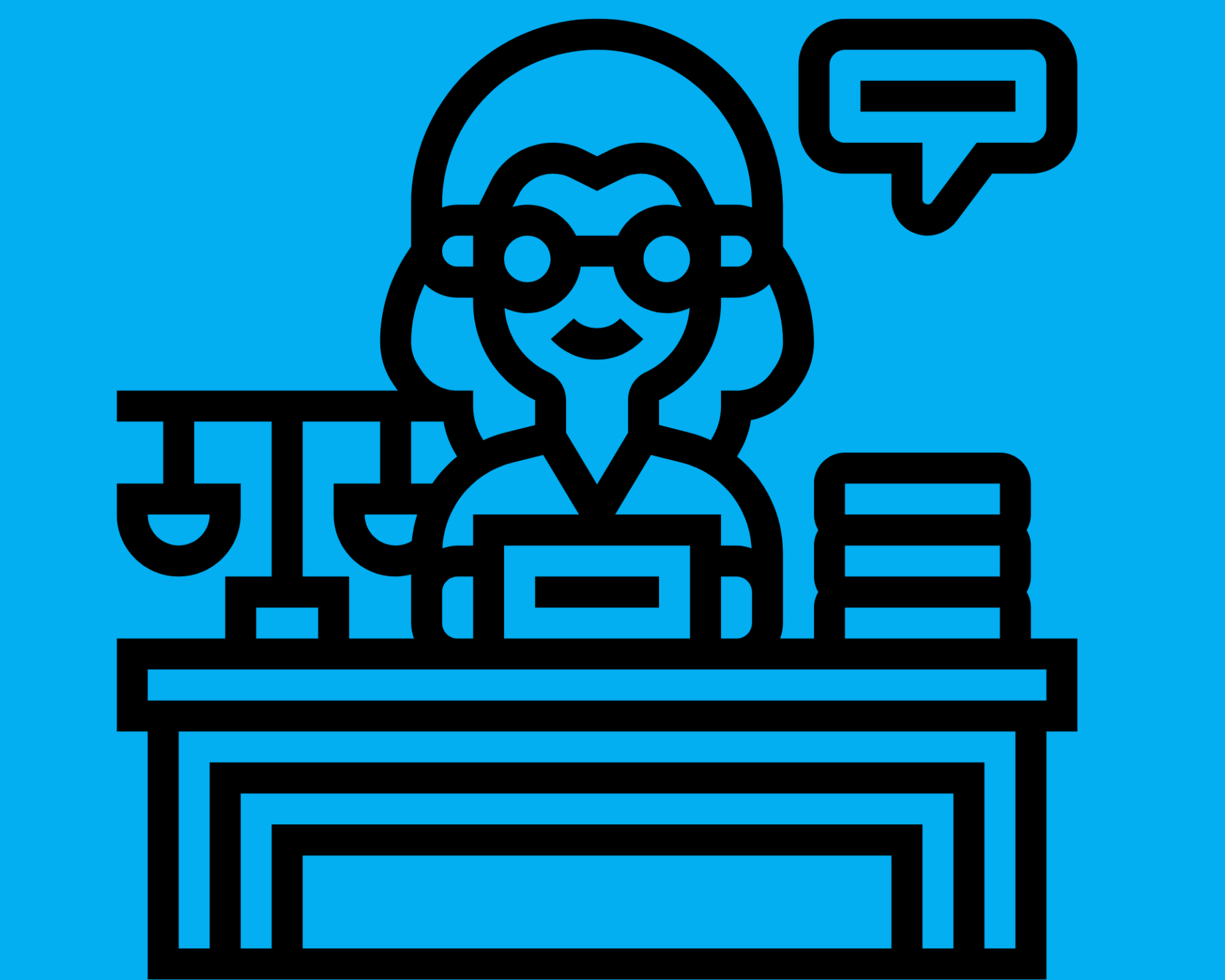 Graphic of woman working at desk.