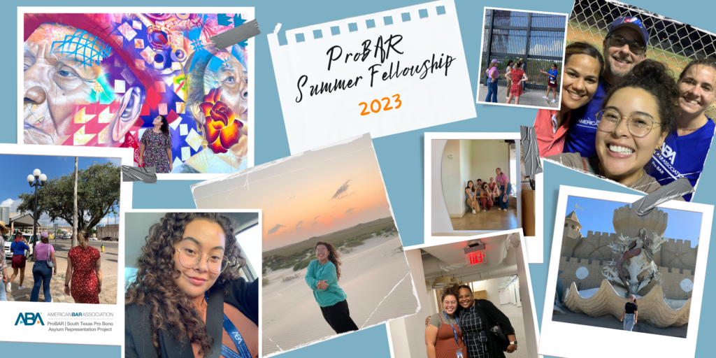 Collage of photos documenting the experiences of a 2023 Summer Law Student Fellow.